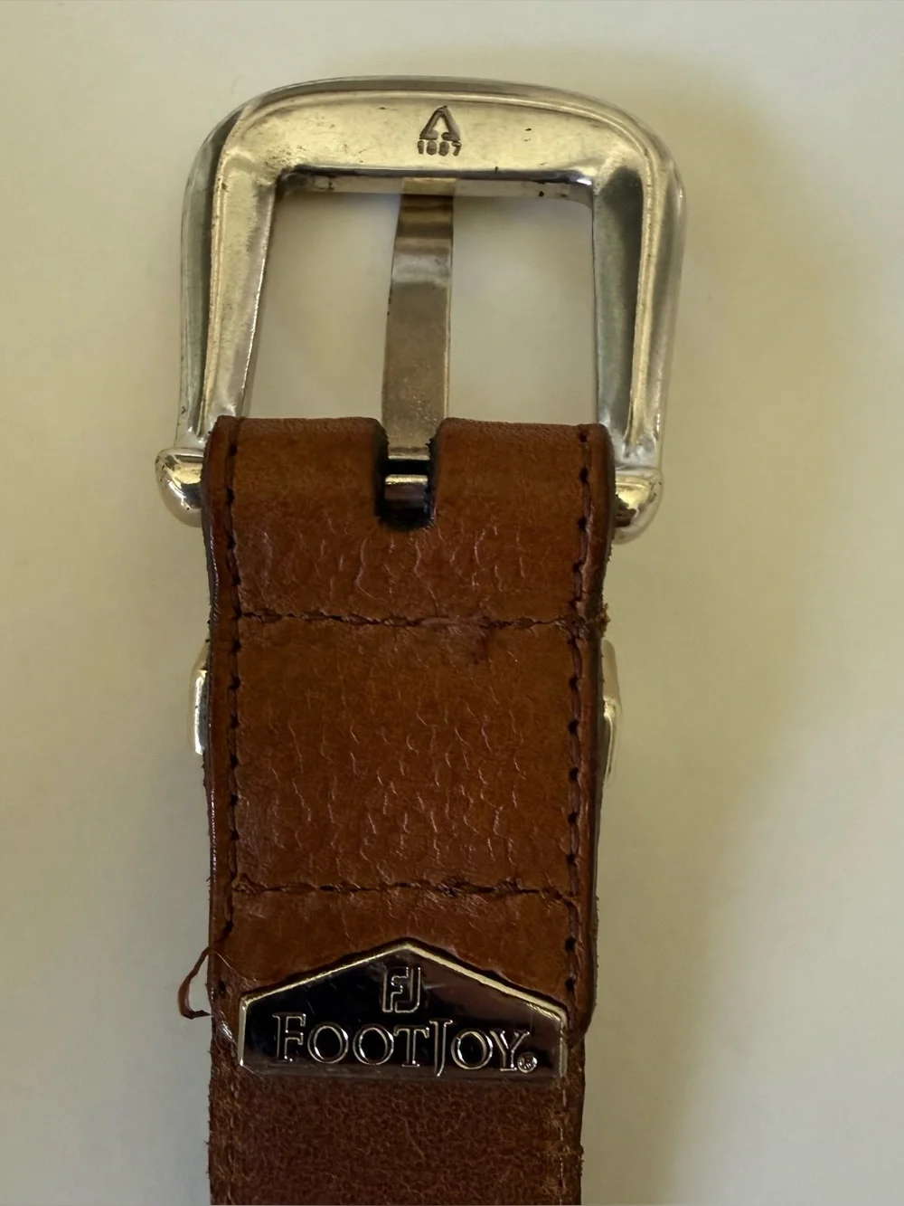 FootJoy Brown Leather Belt with Silver Tone Hardware Size 42 69318